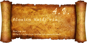 Alexics Valéria névjegykártya
